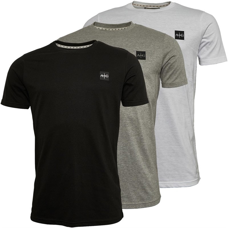 Avant Garde Heren Sawton T-shirts Drie-Pack Zwart/Wit/Grijs Melange - Afbeelding 1