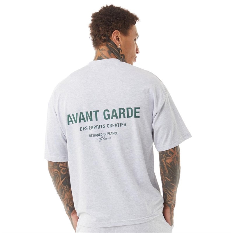 Avant Garde T-shirt Heren Lichtgrijze Melange - Afbeelding 2