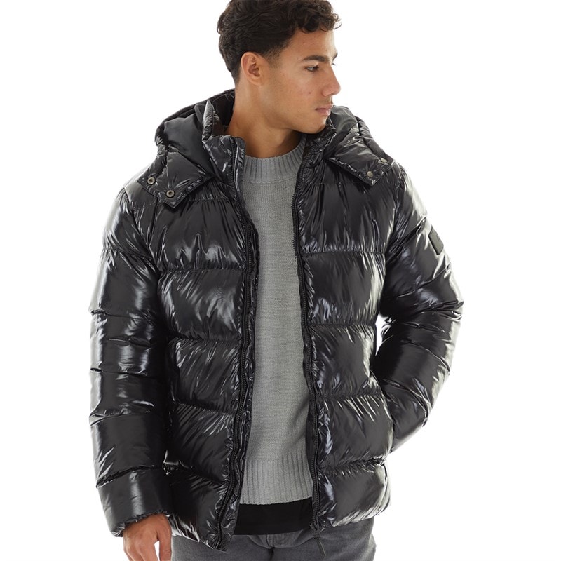Avant Garde Heren Ammercy High Shine Puffer Jas Zwart - Afbeelding 1