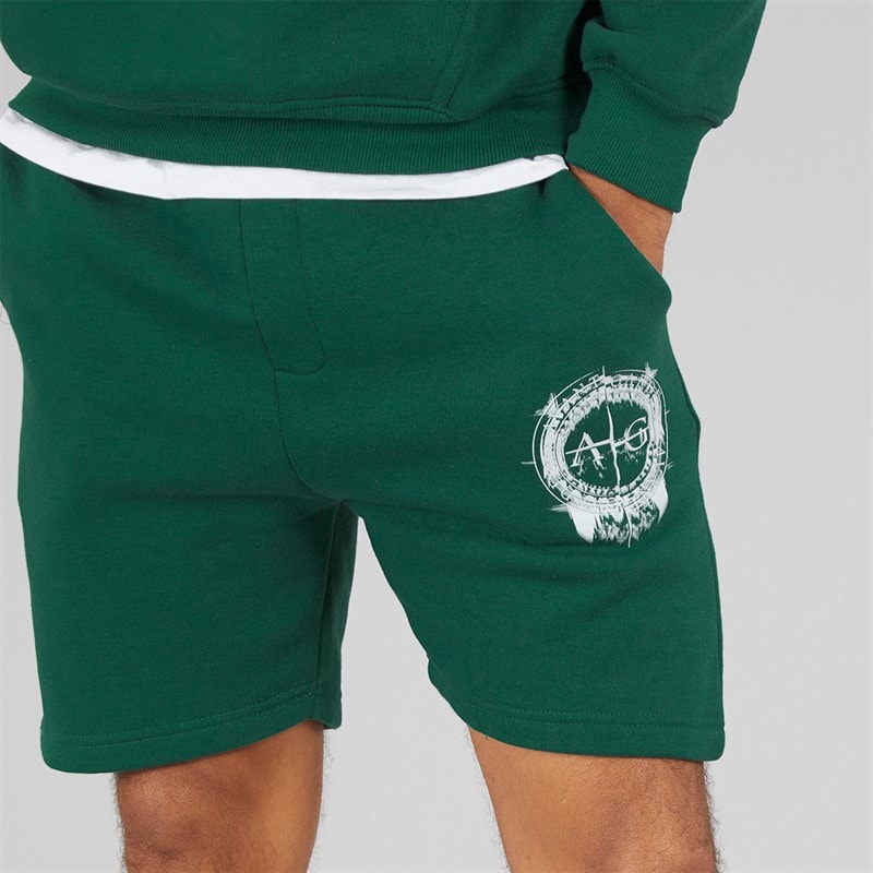 Avant Garde Heren Fausser Hoodie En Shorts Set Emerald - Afbeelding 5