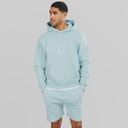 Avant Garde Heren Fausser Hoodie En Shorts Set Skyblue