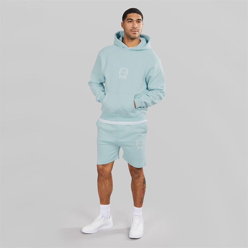 Avant Garde Heren Fausser Hoodie En Shorts Set Skyblue - Afbeelding 4