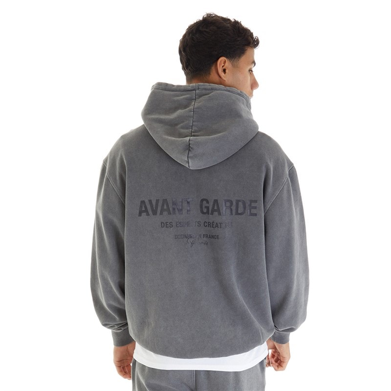 Avant Garde Kapuzenpullover Herren  Pigmentfärbung Stahl - Bild 3