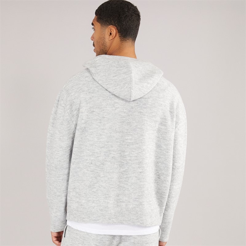 Avant Garde Brushed Knit Hoodie dla niego kolor jasny melanż szary – zdjęcie  2