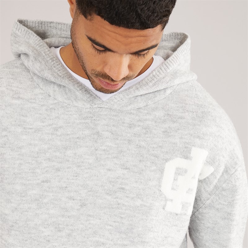 Avant Garde Brushed Knit Hoodie dla niego kolor jasny melanż szary – zdjęcie  3