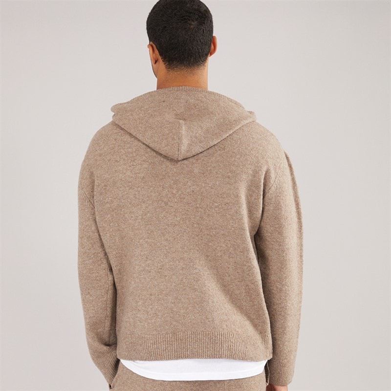 Avant Garde Heren AG Geborsteld Knit Hoodie Mink - Afbeelding 2