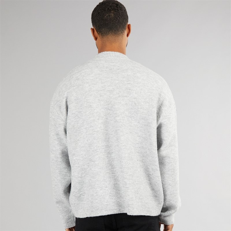Avant Garde Pull Homme Cœurs Tricoté Col Rond Gris Clair Chiné - Image 2