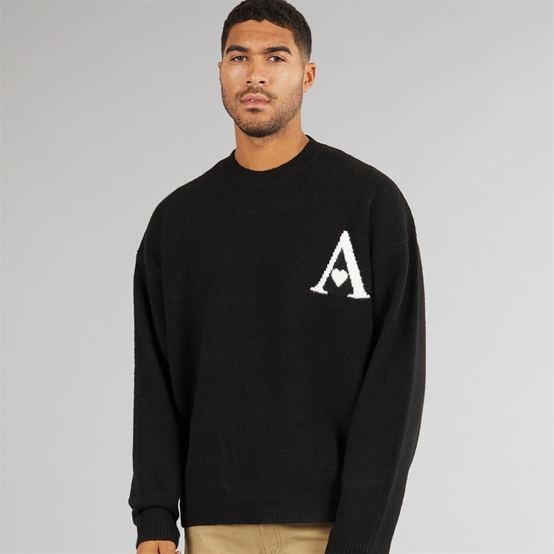 Avant Garde Herren Herzen Strick Rundhals Pullover Schwarz - Bild 1