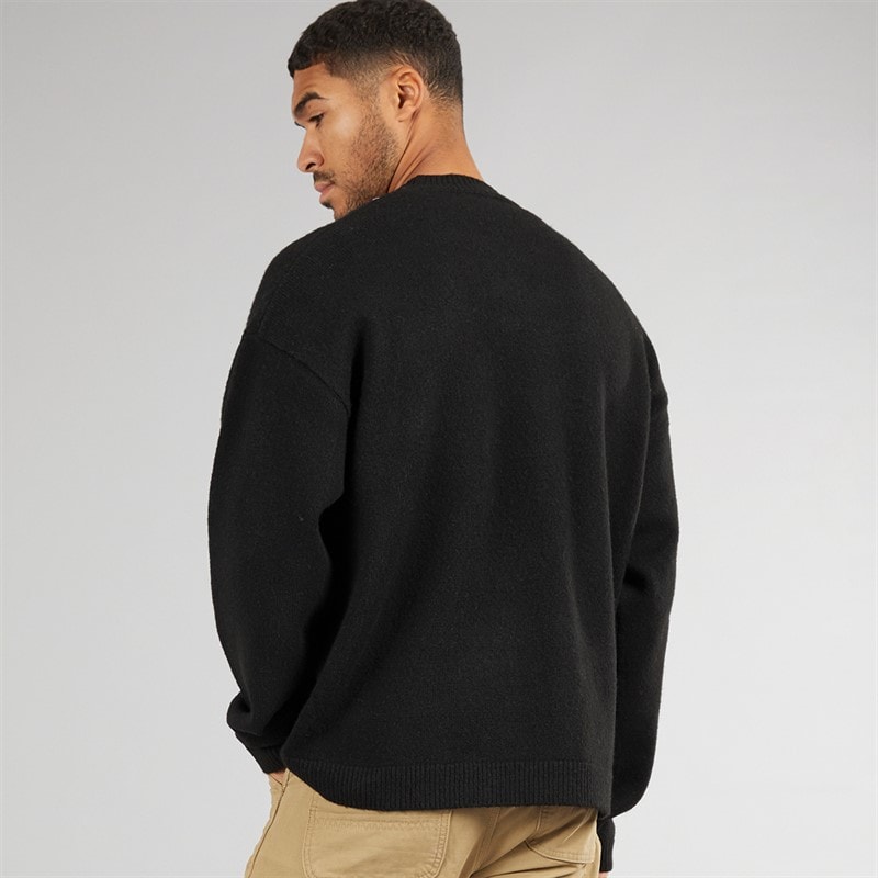 Avant Garde Herren Herzen Strick Rundhals Pullover Schwarz - Bild 2