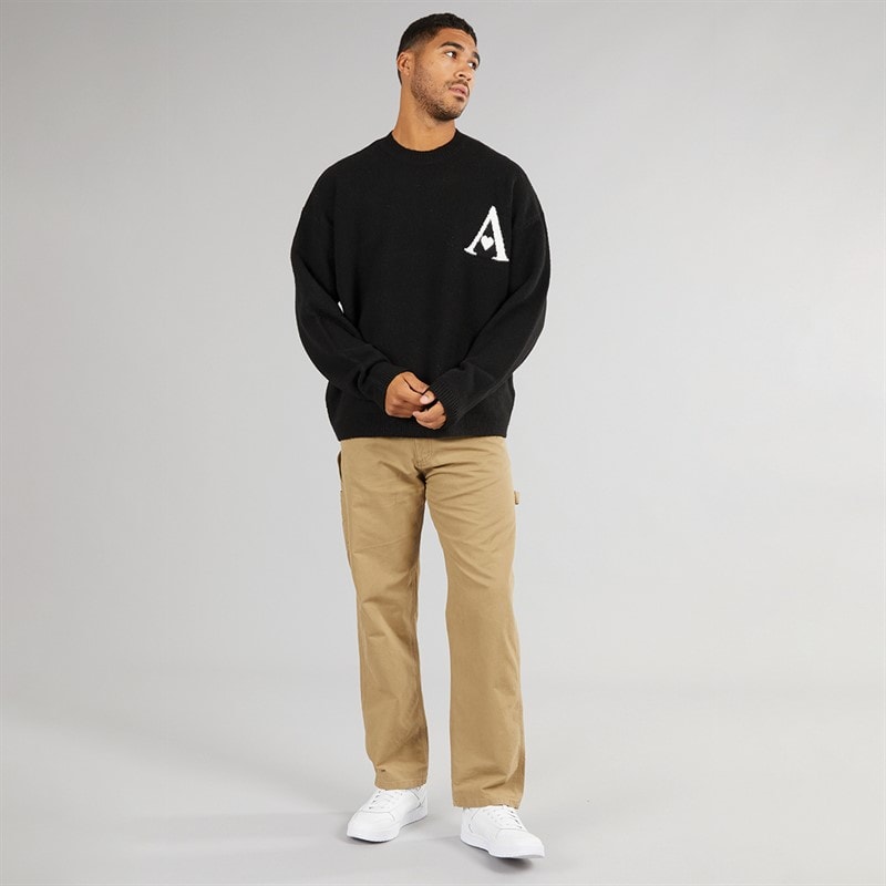 Avant Garde Herren Herzen Strick Rundhals Pullover Schwarz - Bild 3