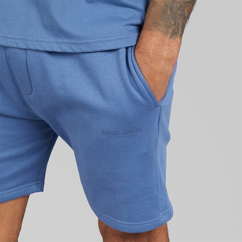 Avant Garde Heren Creatieve T-shirt En Korte Broek Set Indigo Blue - Afbeelding 5