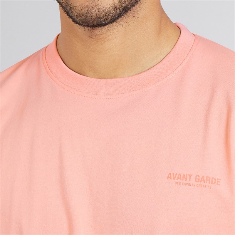 Avant Garde Heren Creatieve T-shirt En Korte Broek Set Coral - Afbeelding 3