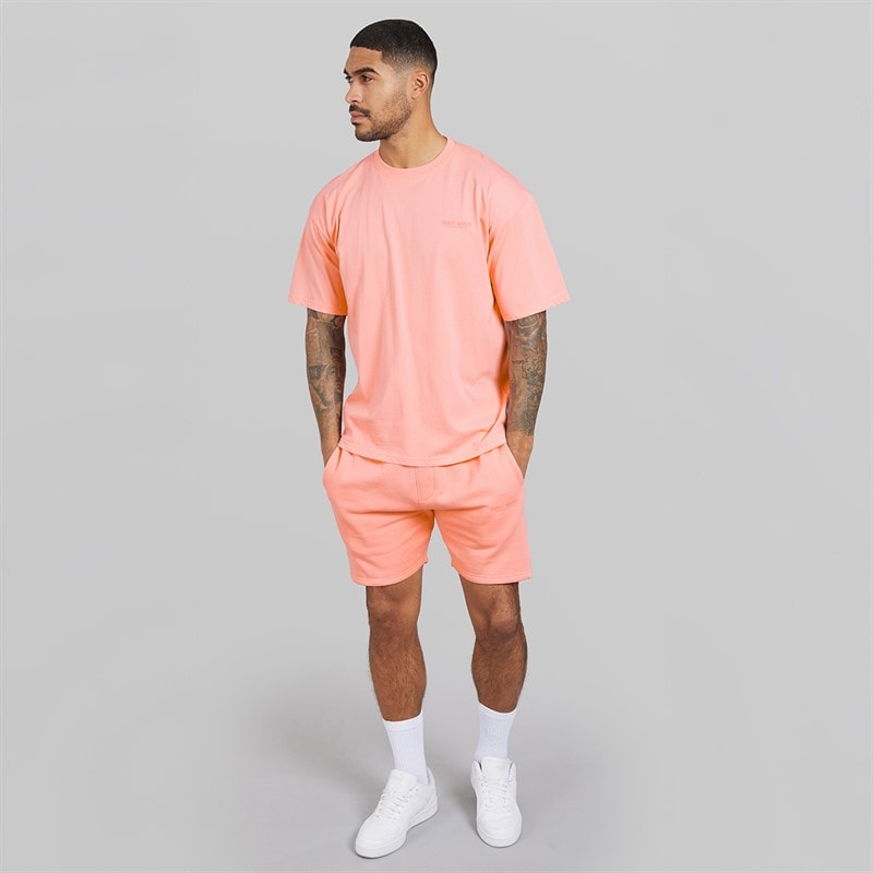 Avant Garde Heren Creatieve T-shirt En Korte Broek Set Coral - Afbeelding 4