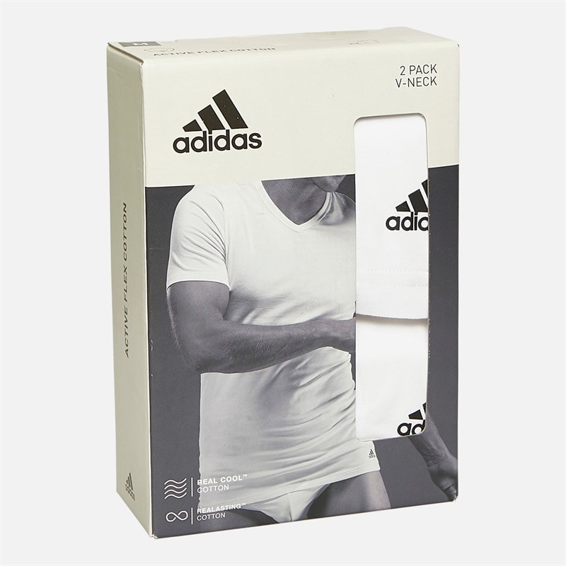 adidas Herren Active Flex Baumwolle Zweierpack V-Ausschnitt T-Shirts Weiß - Bild 3