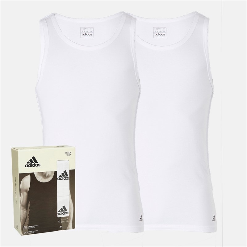 adidas Heren Actief Flex Katoen Set van 2 Tanktops Wit