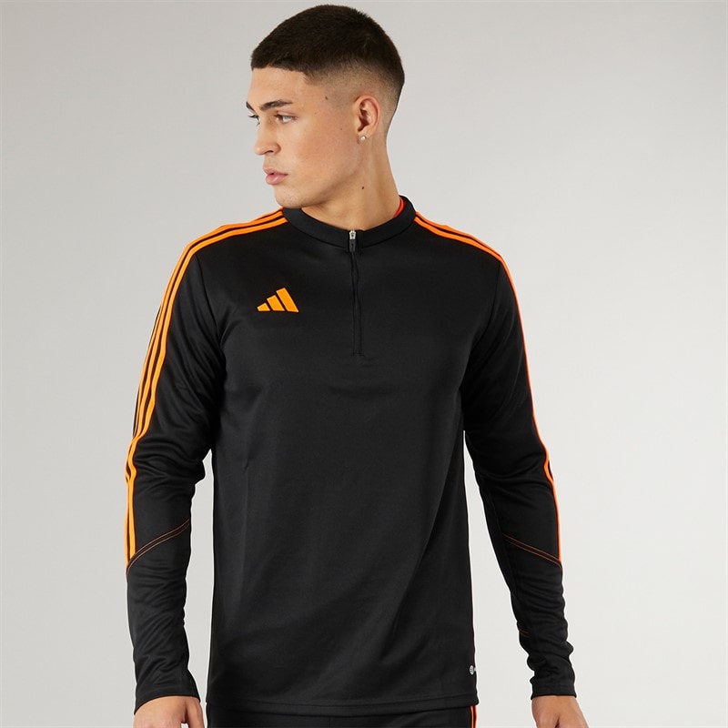 adidas Heren Tiro 23 Club 1/4 Rits Trainingsshirt Zwart/Signaal Oranje - Afbeelding 3