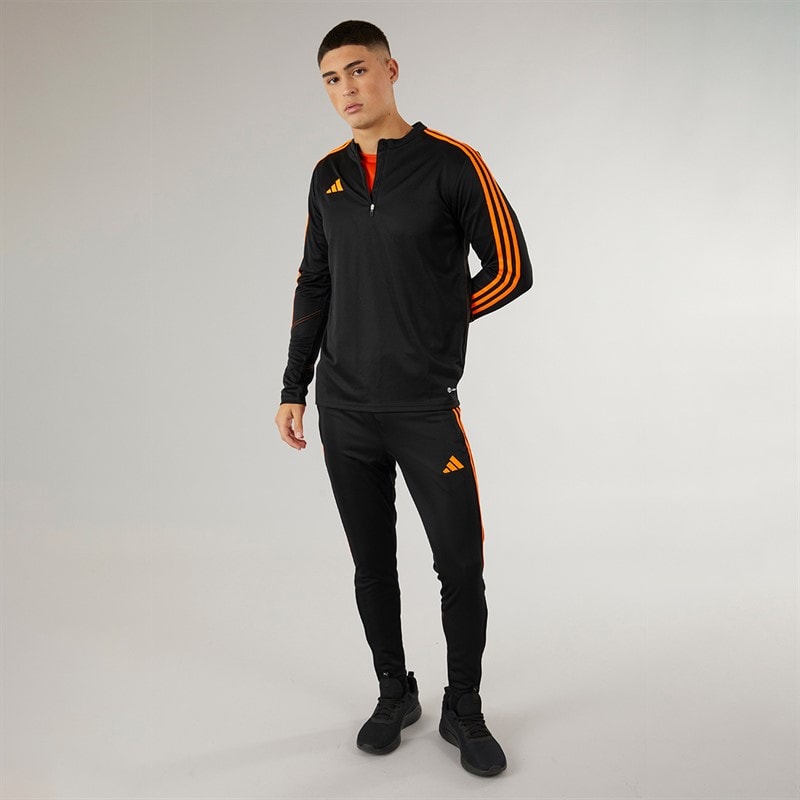 adidas Heren Tiro 23 Club 1/4 Rits Trainingsshirt Zwart/Signaal Oranje - Afbeelding 4