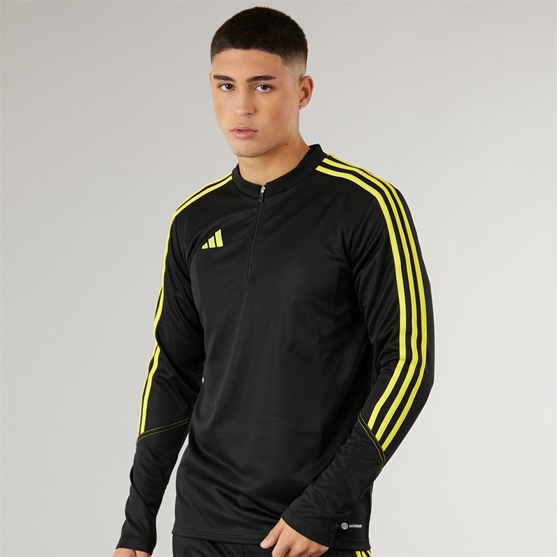 adidas Heren Tiro 23 Club 1/4 Rits Trainingsshirt Zwart/Helder Geel - Afbeelding 3