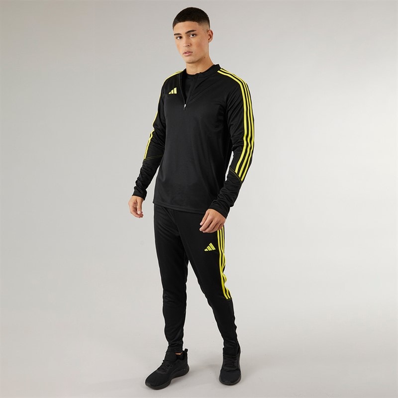 adidas Heren Tiro 23 Club 1/4 Rits Trainingsshirt Zwart/Helder Geel - Afbeelding 4