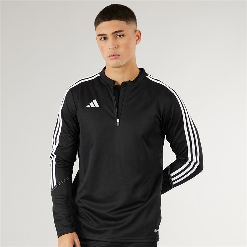 adidas Heren Tiro 23 Club 1/4 Ritssluiting Trainingsshirt Zwart/Wit
