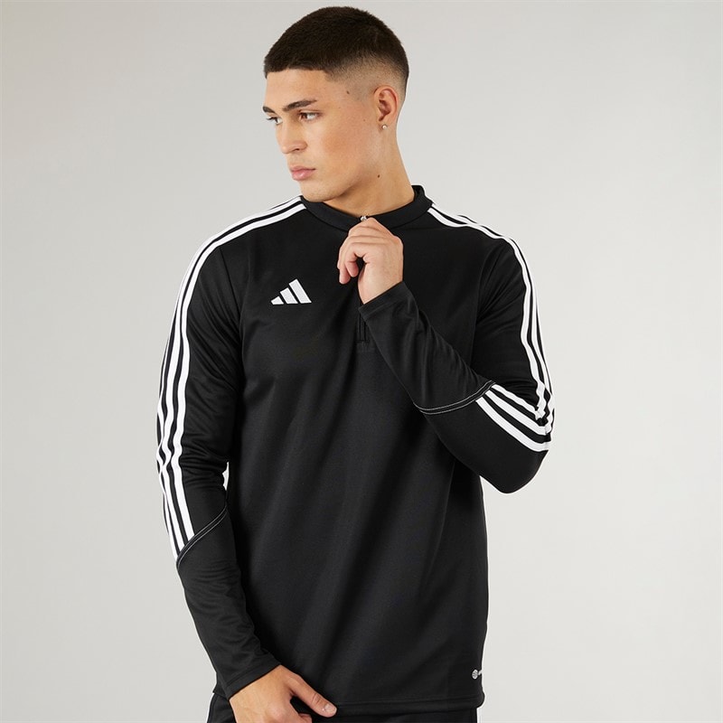 adidas Heren Tiro 23 Club 1/4 Ritssluiting Trainingsshirt Zwart/Wit - Afbeelding 3