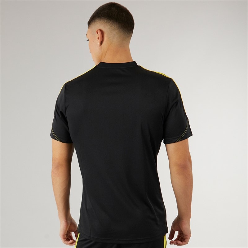 adidas Heren Tiro 23 Club T Shirt Zwart/Bright Yellow - Afbeelding 2