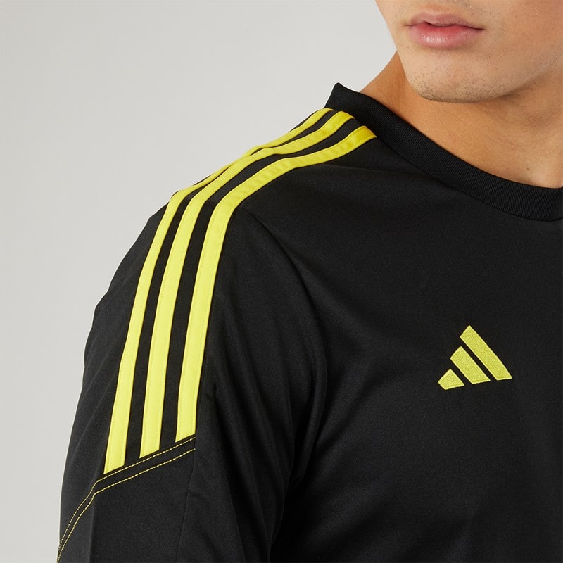 adidas Heren Tiro 23 Club T Shirt Zwart/Bright Yellow - Afbeelding 3