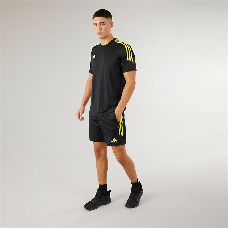 adidas Heren Tiro 23 Club T Shirt Zwart/Bright Yellow - Afbeelding 4