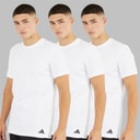 adidas Homme Confort Flex Coton Trois Pack T-Shirts Col Rond Blanc