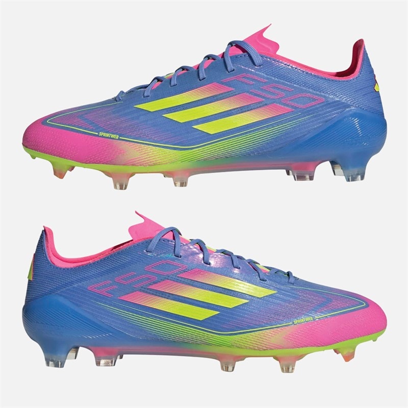 adidas Heren F50 Elite Hemelse Overwinning Pak FG Stevige Ondergrond Voetbalschoenen Blue Fusion/Lucid Lemon/Lucid Pink