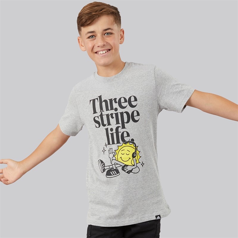 adidas Jongens Junior T-shirt Positiviteit Tafel Medium Grey Heather - Afbeelding 3
