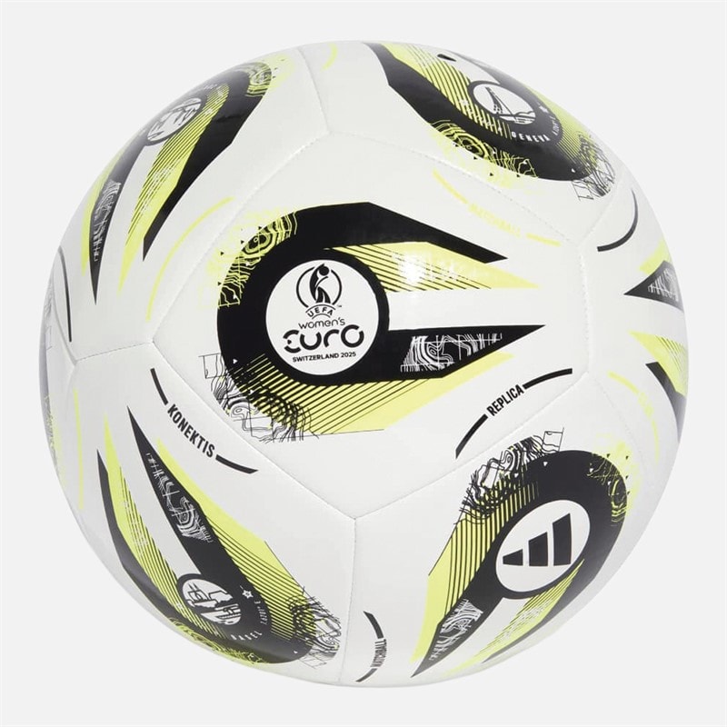 adidas Dames Euro 25 Club Training Voetbal Wit/Zwart/Lucid Lemon - Afbeelding 2