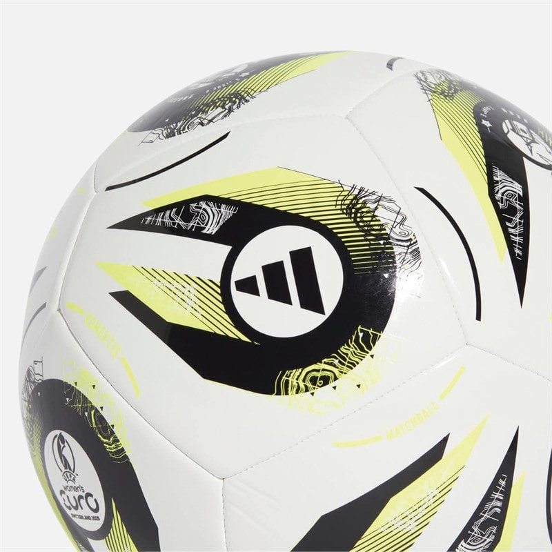 adidas Dames Euro 25 Club Training Voetbal Wit/Zwart/Lucid Lemon - Afbeelding 3