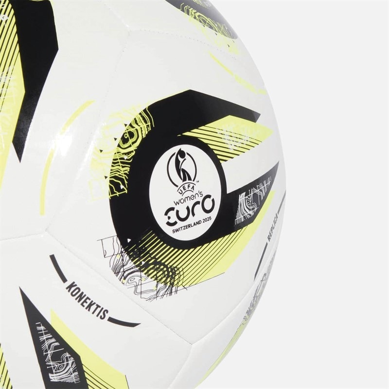 adidas Dames Euro 25 Club Training Voetbal Wit/Zwart/Lucid Lemon - Afbeelding 4