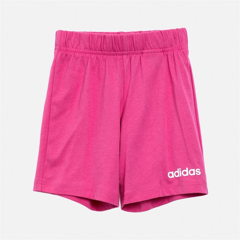 adidas Baby Meisjes Essentiële Lineaire Logo T-shirt En Shorts Set Clear Pink/Wit - Afbeelding 2
