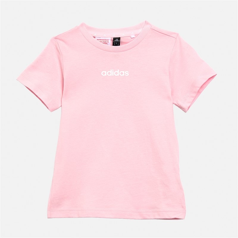 adidas Baby Meisjes Essentiële Lineaire Logo T-shirt En Shorts Set Clear Pink/Wit - Afbeelding 3