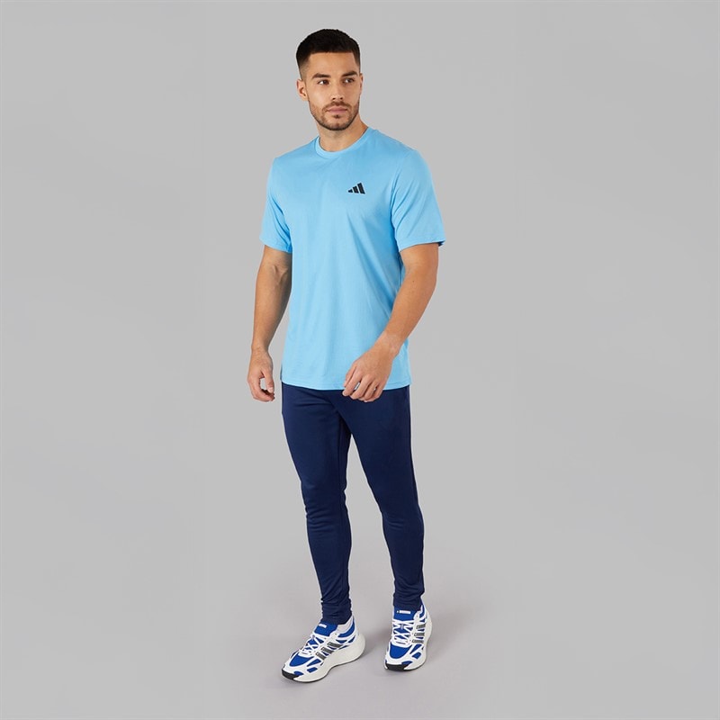 adidas Heren Train Essentials Basis T-shirt Semi Blue Burst/Zwart - Afbeelding 4