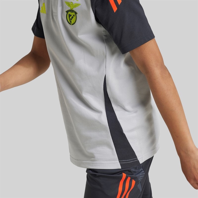 adidas Jongens SLB Benfica Poloshirt Light Solid Grey/Semi Solar Orange - Afbeelding 3