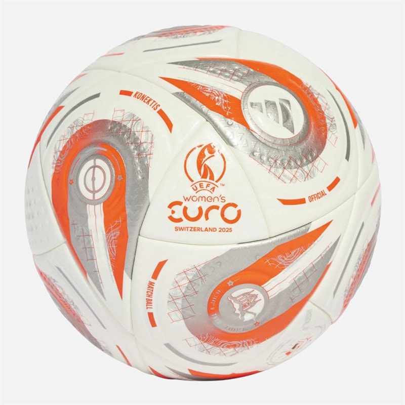 adidas Dames Euro 25 Finale Pro Officiële Wedstrijd Voetbal (FIFA Kwaliteit Pro Gecertificeerd) Wit/Silver Metallic/Lucid Lemon