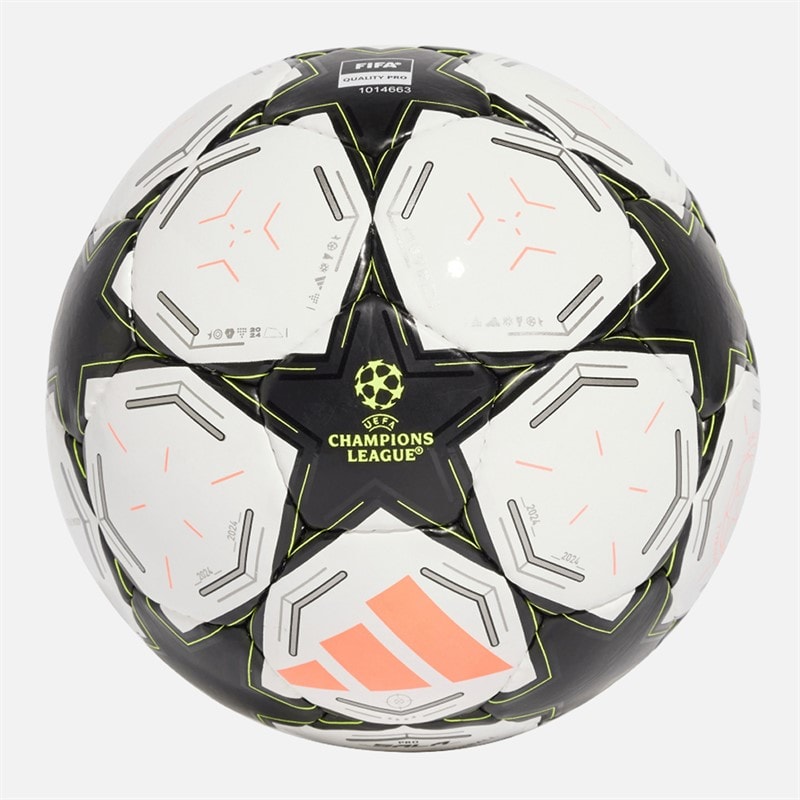 adidas UEFA Champions League 24/25 Pro Zaal Wedstrijd Futsal (FIFA Quality Pro Gecertificeerd) Wit/Zwart/Platinum Metallic/Team Solar Yellow