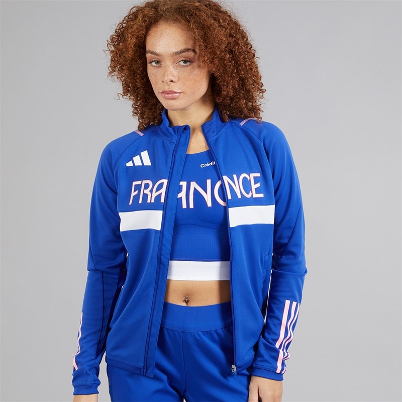 adidas Dames FFR Team Frankrijk Trainingsjas Semi Lucid Blue