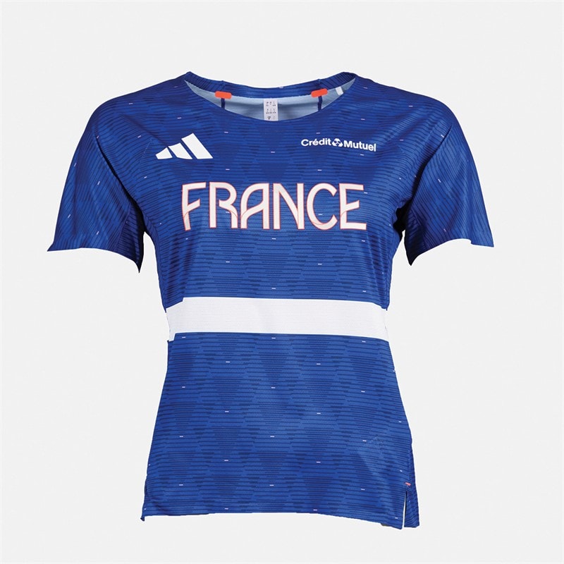 adidas Dames FFR Team Frankrijk Hardloop T-shirt Semi Lucid Blue