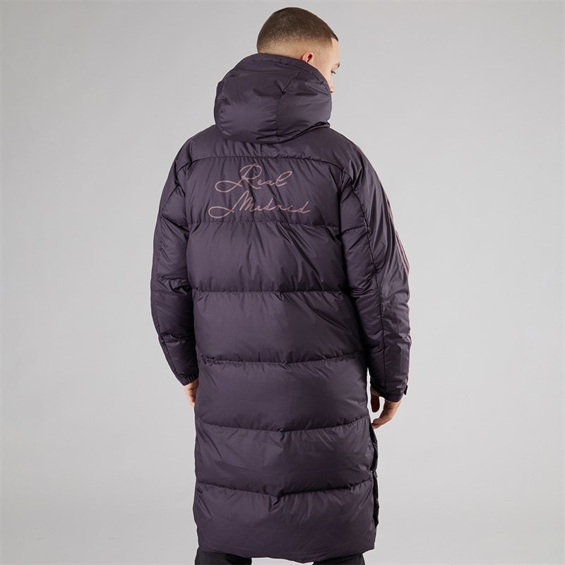 adidas Heren RMCF Real Madrid Seizoens Gebonden Hoodie Donsjas Aurora Black - Afbeelding 2