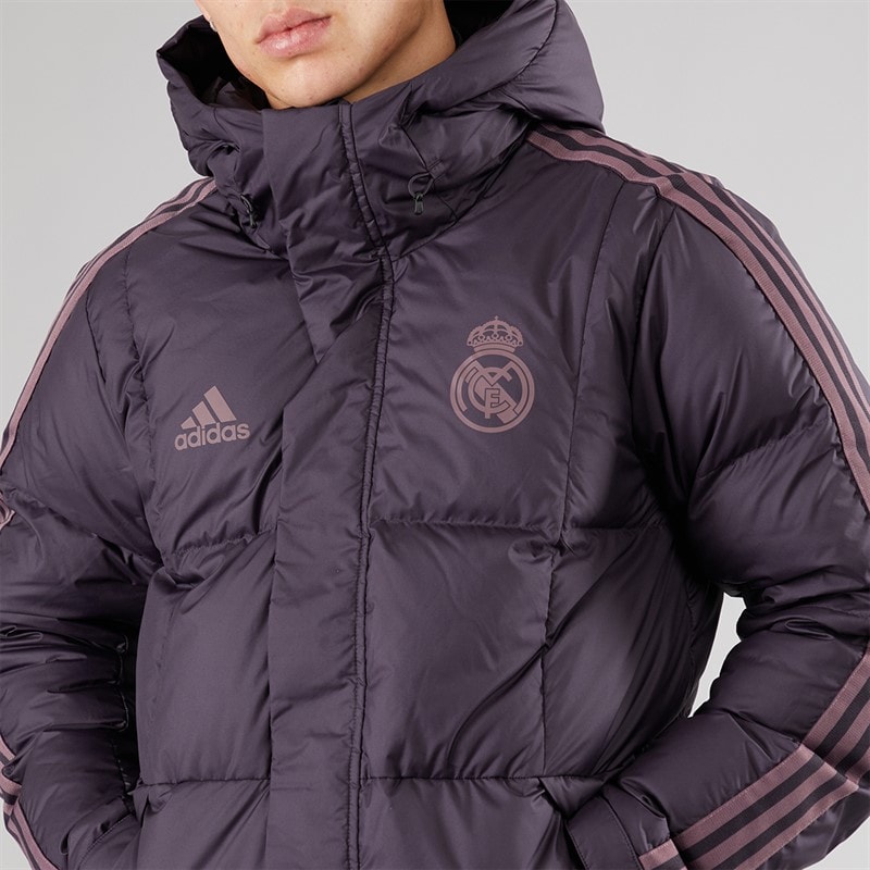 adidas Heren RMCF Real Madrid Seizoens Gebonden Hoodie Donsjas Aurora Black - Afbeelding 3