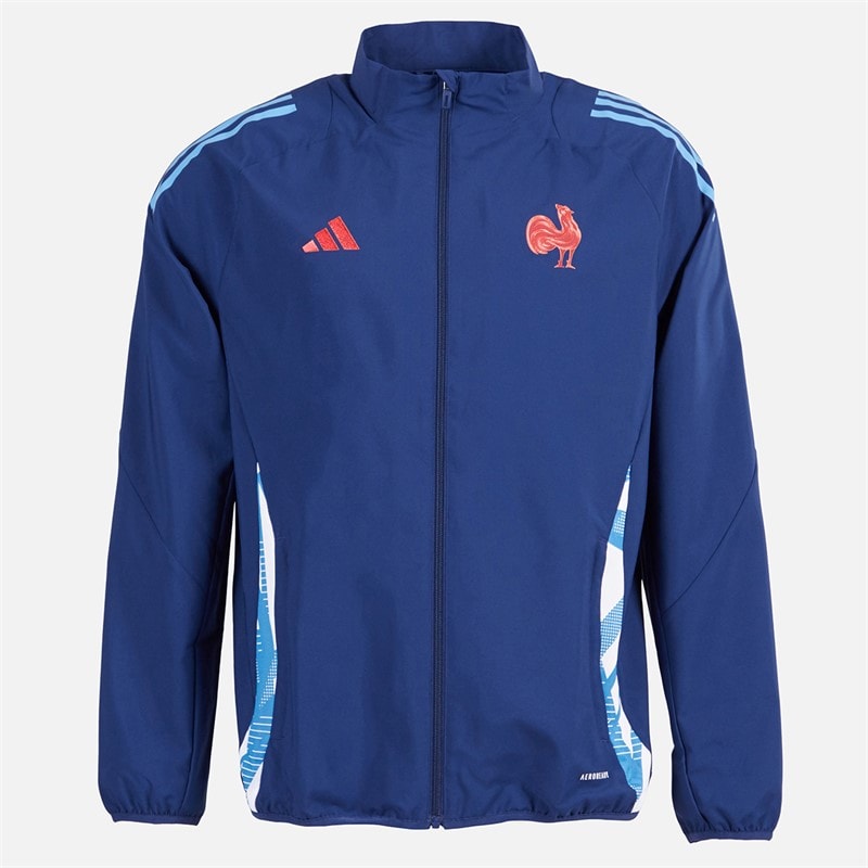 adidas Heren FFR Frankrijk Rugby Presentatie Jas Dark Blue - Afbeelding 1