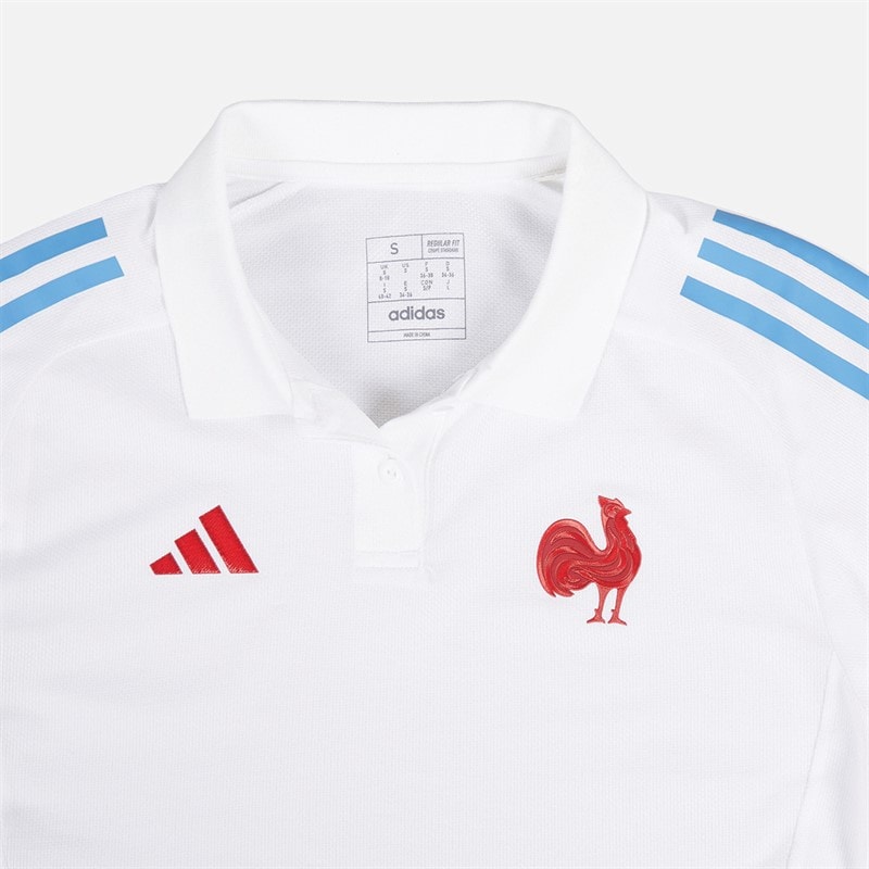 adidas koszulka polo treningowe FFR Francja dla niej kolor Biały – zdjęcie  4
