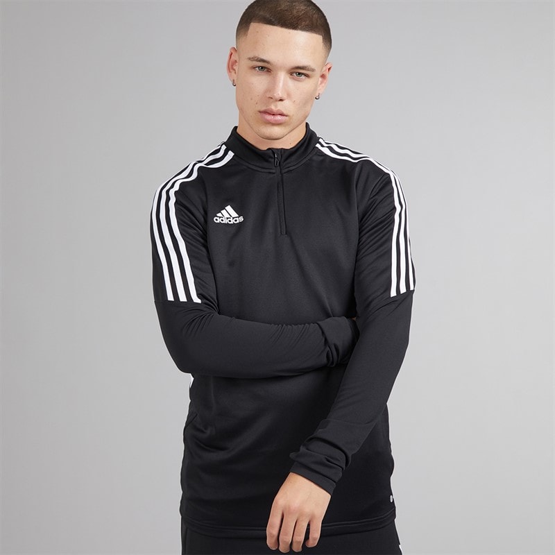 adidas Heren Condivo 22 1/4 Zip Trainingsshirt Zwart/Wit