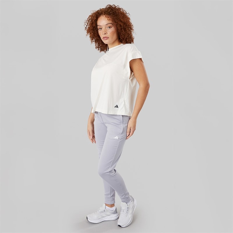 adidas Dames Aeroready Game And Go Tapered Fleece Joggingbroek Gloy Grey/Wit - Afbeelding 4