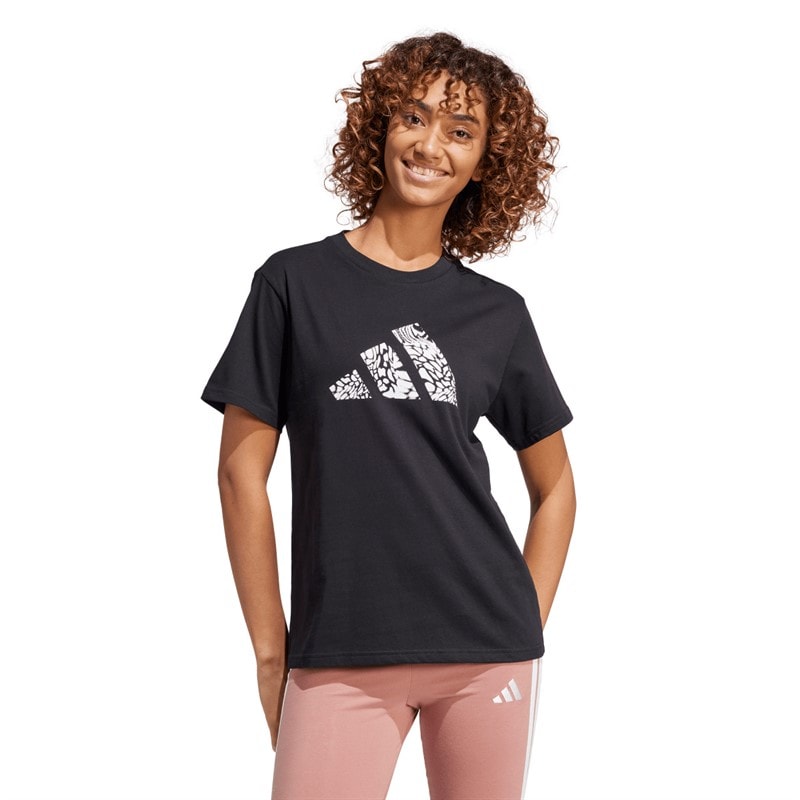 adidas Dames Camo Grafisch T-shirt Zwart