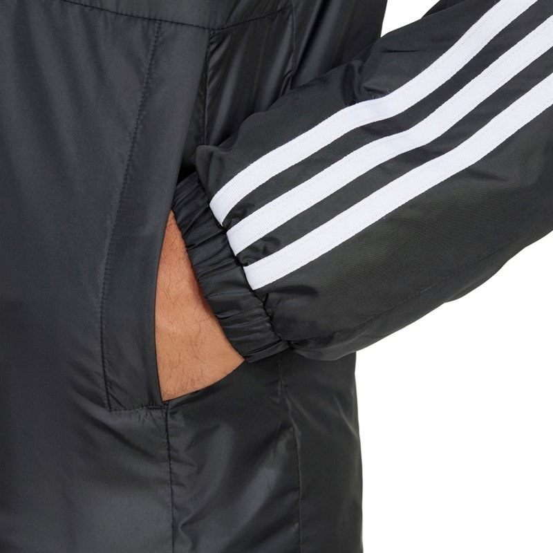 adidas Heren Essentials 3 Strepen Geïsoleerde Jas met Capuchon Zwart - Afbeelding 4